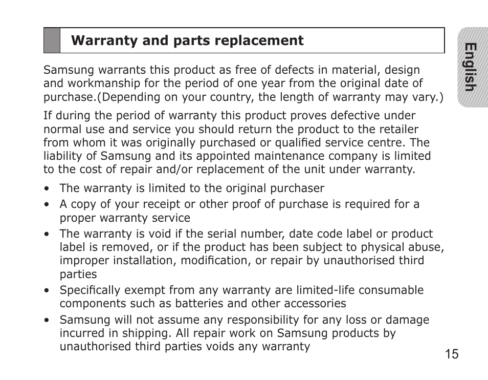 English | Samsung 090308 User Manual | Page 18 / 82