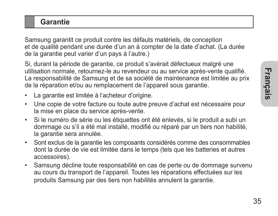 Français | Samsung 090308 User Manual | Page 38 / 82