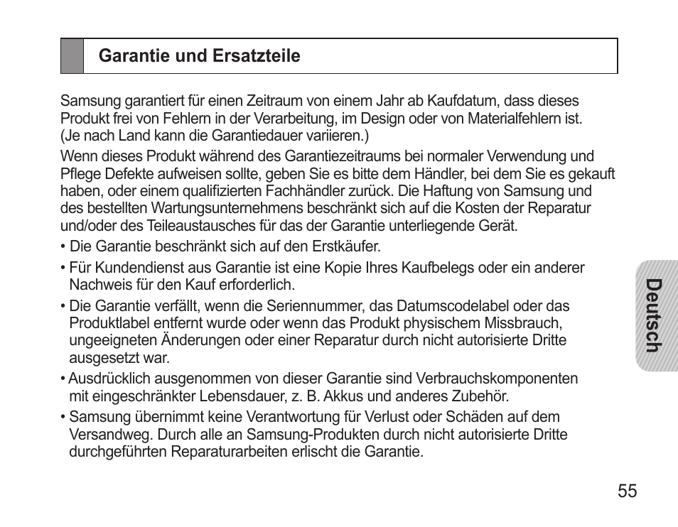 Deutsch | Samsung 090308 User Manual | Page 58 / 82