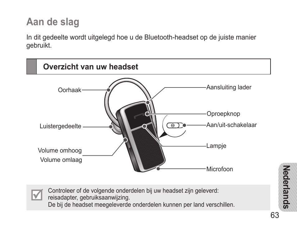 Aan de slag, Ne de rlands | Samsung 090308 User Manual | Page 66 / 82