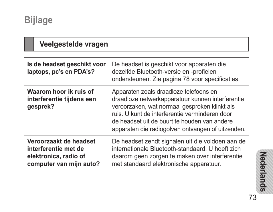 Bijlage, Ne de rlands | Samsung 090308 User Manual | Page 76 / 82