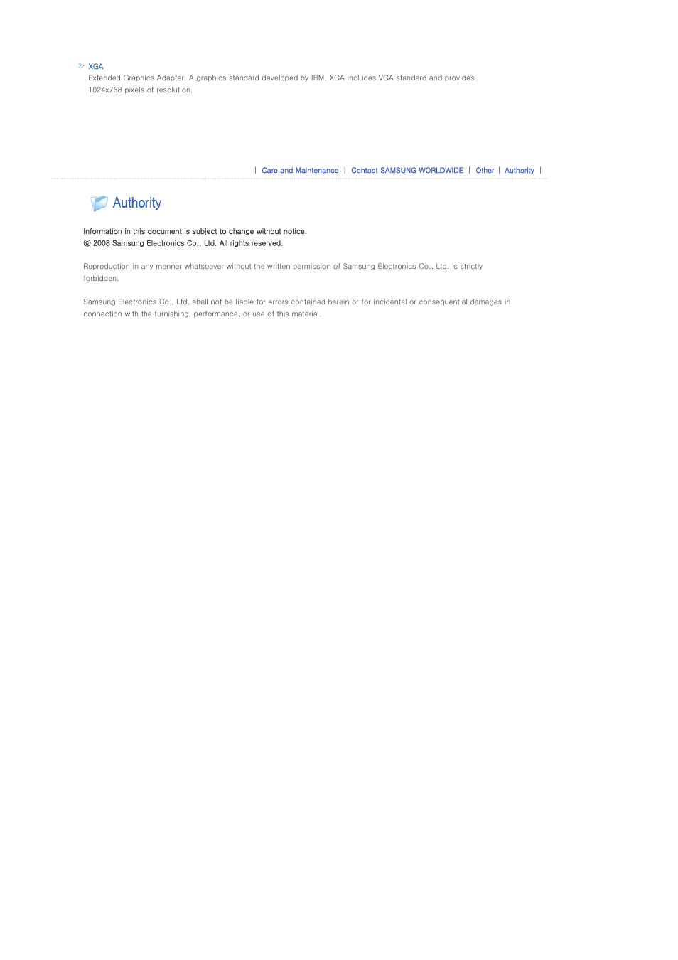 Authority | Samsung SP-P400B User Manual | Page 35 / 35