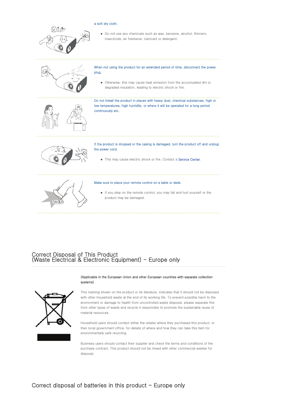 Correct disposal of this product | Samsung SP-P400B User Manual | Page 6 / 35