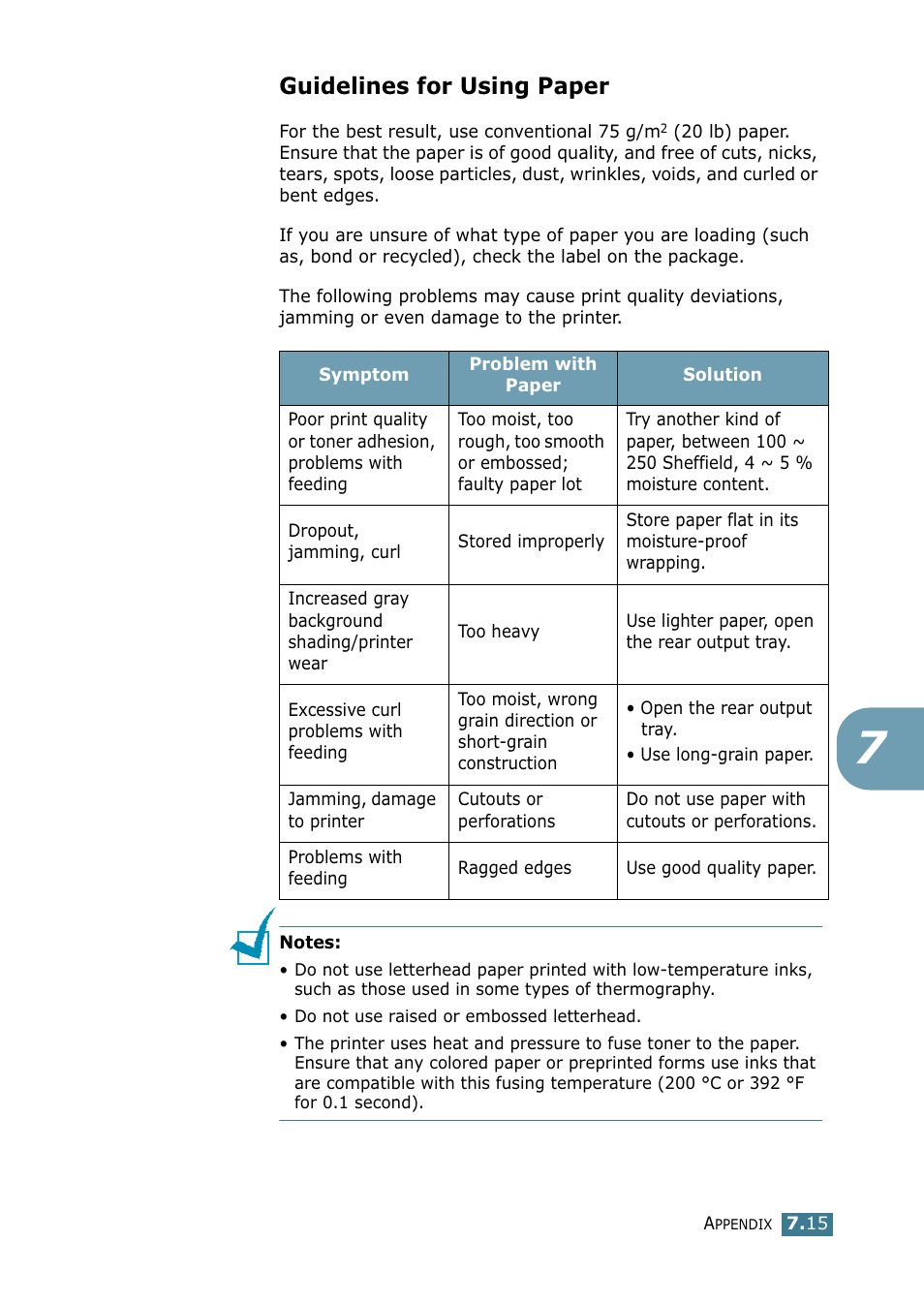 Guidelines for using paper | Samsung ML-1520 User Manual | Page 132 / 138