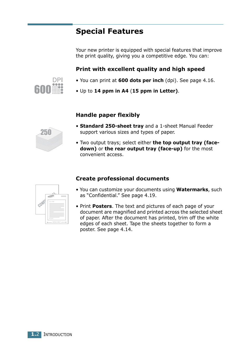Special features | Samsung ML-1520 User Manual | Page 15 / 138