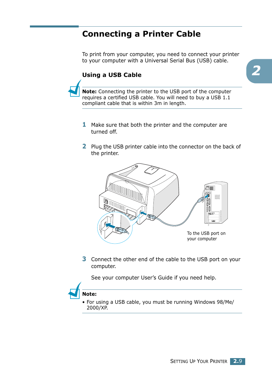 Connecting a printer cable | Samsung ML-1520 User Manual | Page 30 / 138