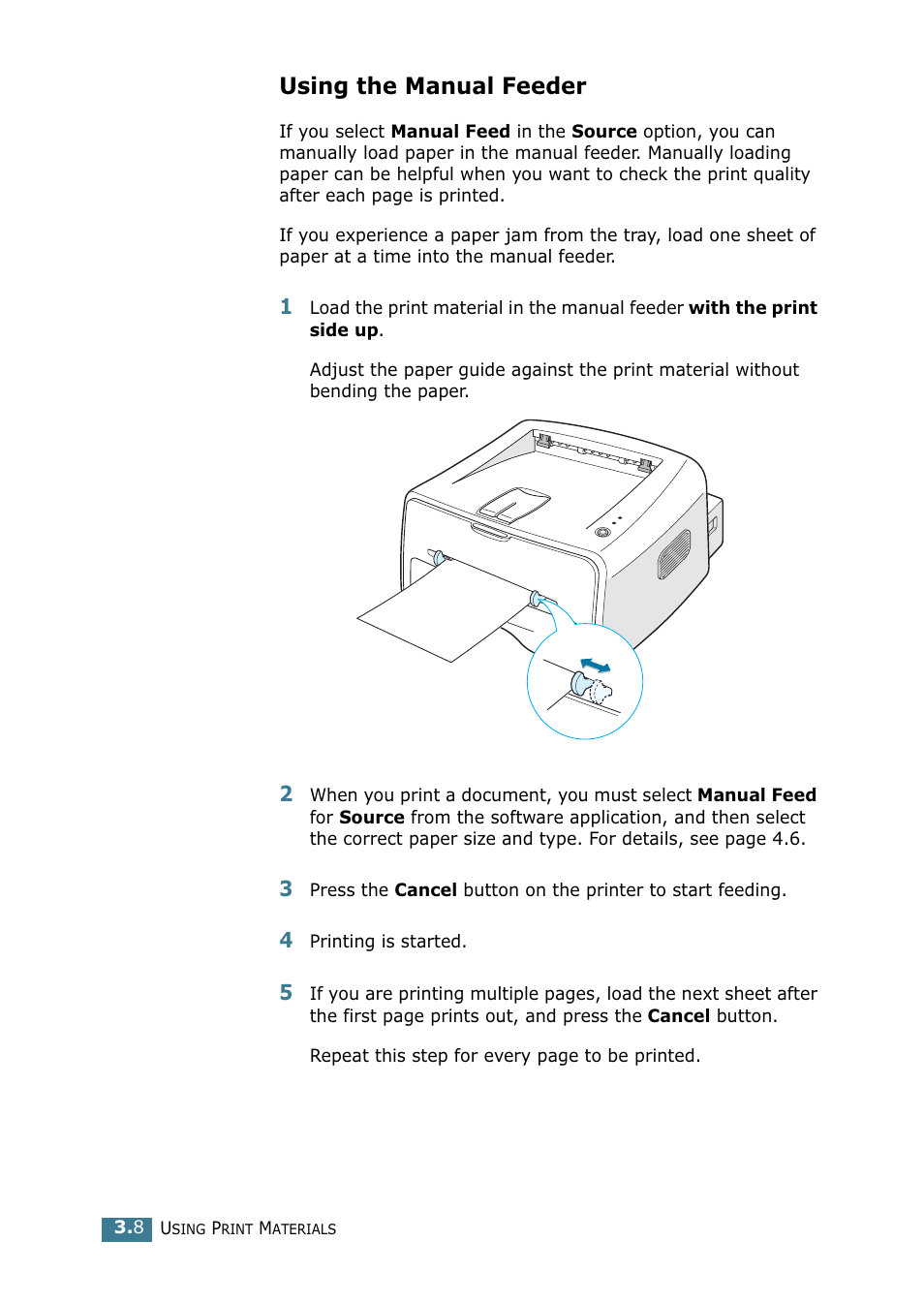 Using the manual feeder | Samsung ML-1520 User Manual | Page 47 / 138