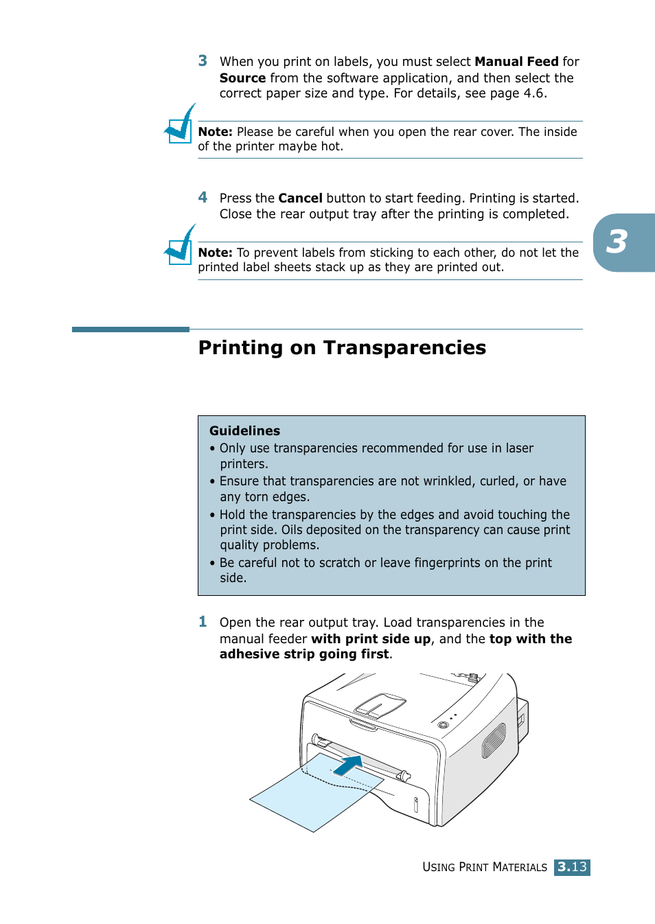 Printing on transparencies | Samsung ML-1520 User Manual | Page 52 / 138