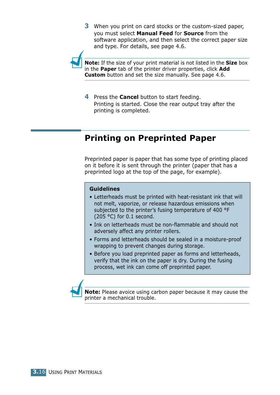 Printing on preprinted paper | Samsung ML-1520 User Manual | Page 55 / 138