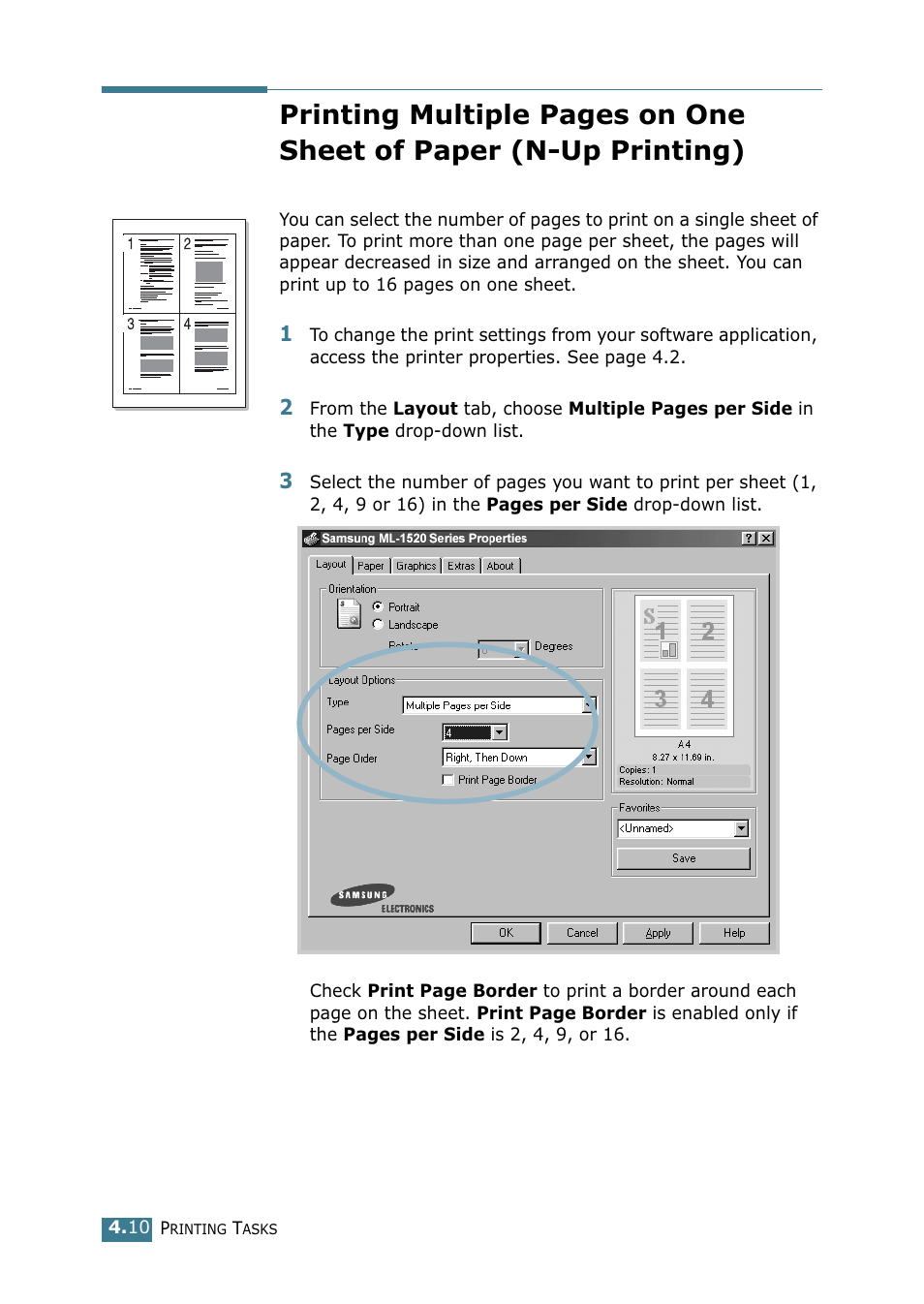 Up printing) | Samsung ML-1520 User Manual | Page 67 / 138