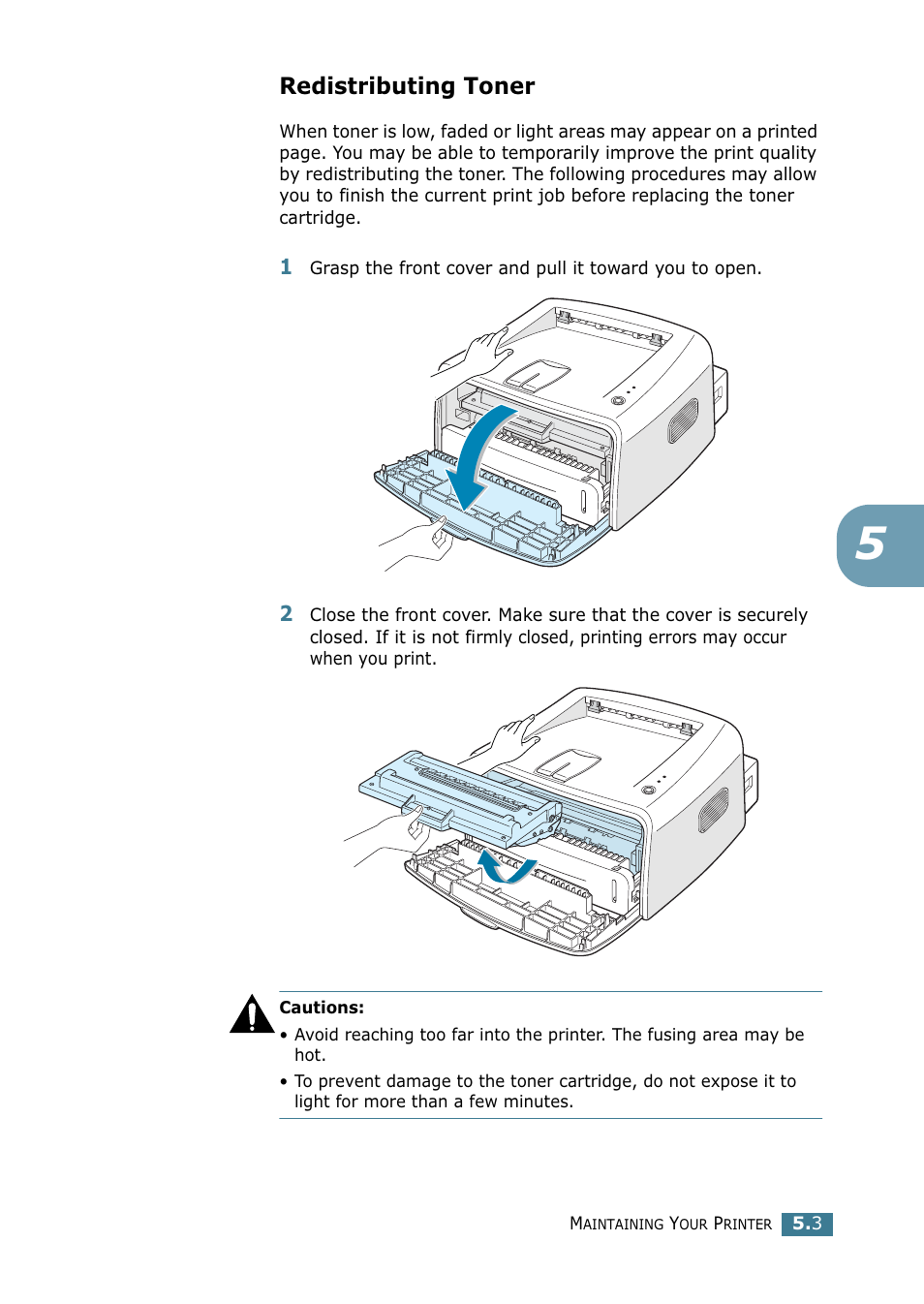 Redistributing toner | Samsung ML-1520 User Manual | Page 90 / 138