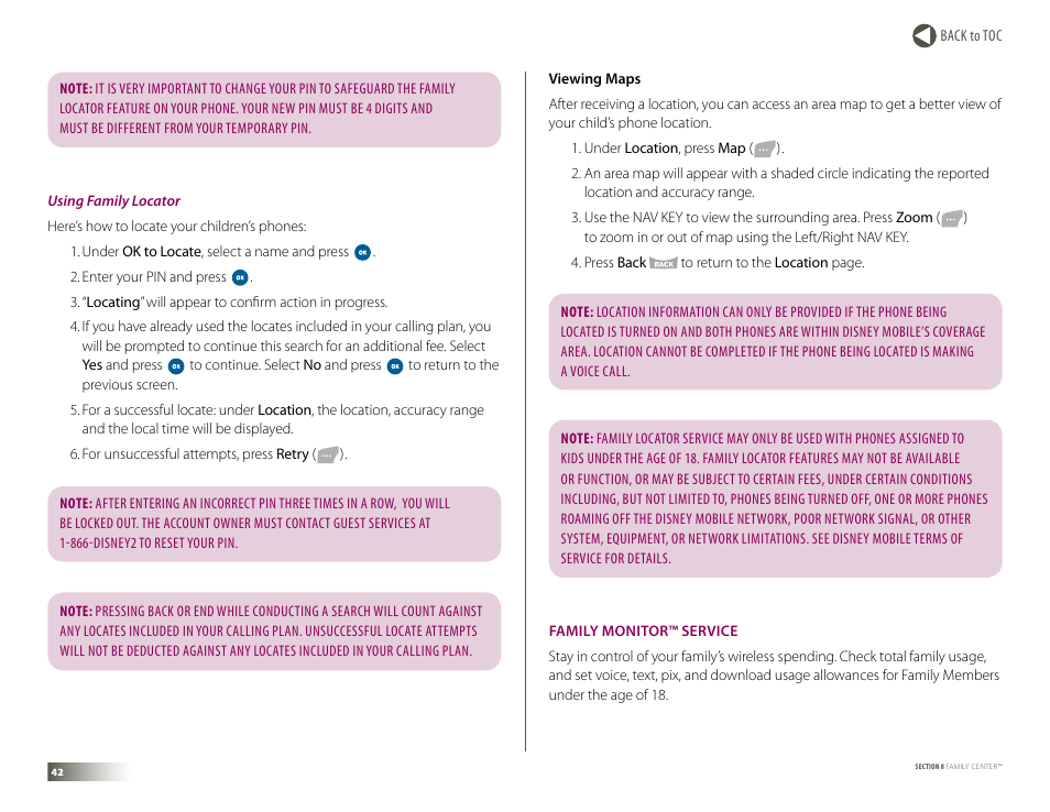 Family monitor service, Family monitor™ service | Samsung DM-S105 User Manual | Page 42 / 99