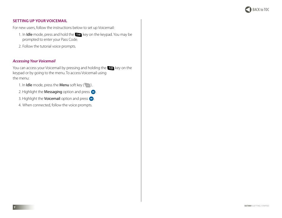 Setting up your voicemail | Samsung DM-S105 User Manual | Page 7 / 99