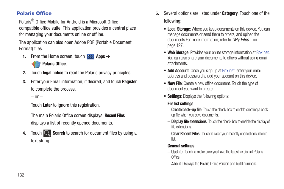 Polaris office | Samsung GT-P6210 User Manual | Page 136 / 200