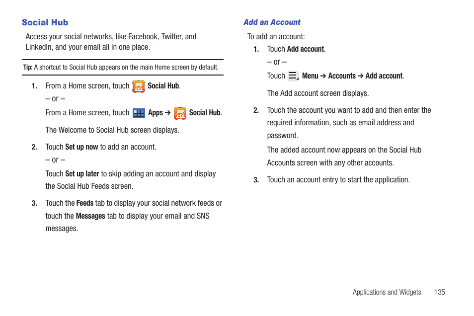 Social hub | Samsung GT-P6210 User Manual | Page 139 / 200