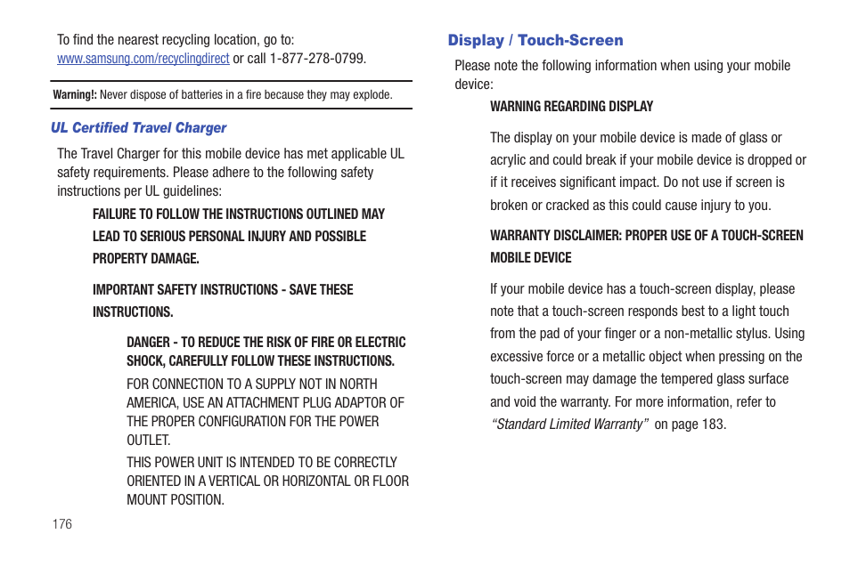 Display / touch-screen | Samsung GT-P6210 User Manual | Page 180 / 200