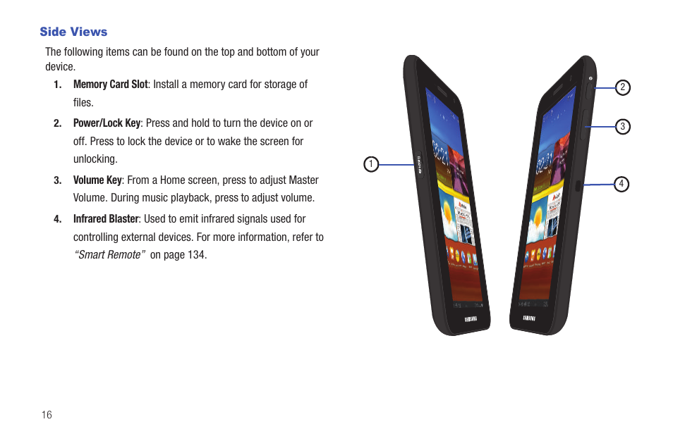 Side views | Samsung GT-P6210 User Manual | Page 20 / 200