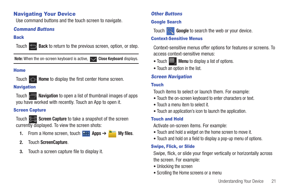 Navigating your device | Samsung GT-P6210 User Manual | Page 25 / 200