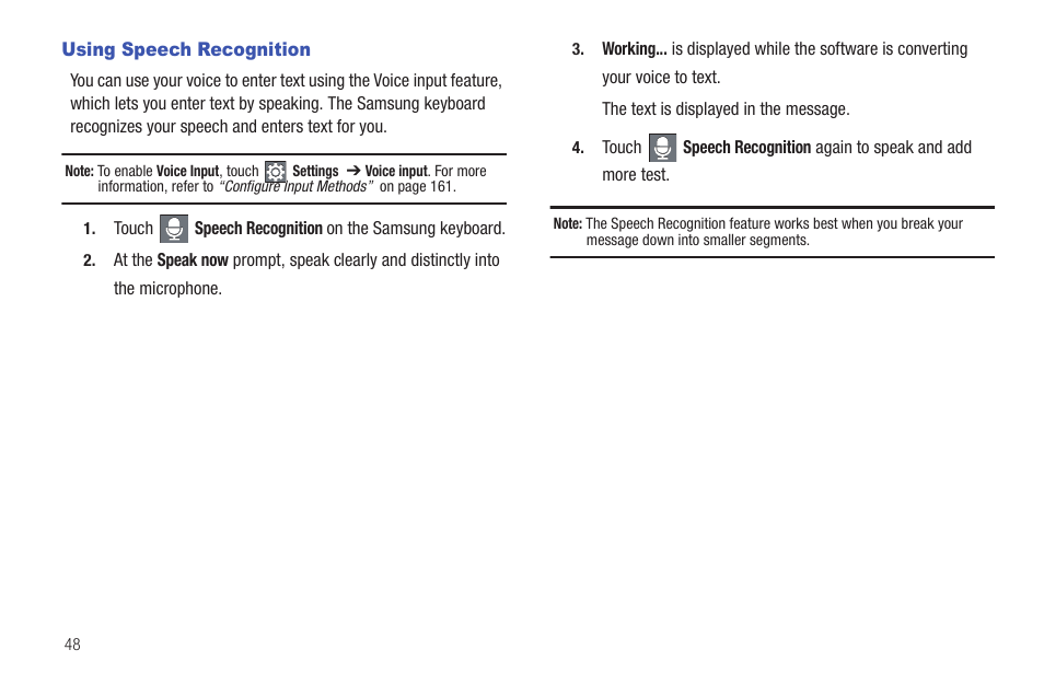 Using speech recognition | Samsung GT-P6210 User Manual | Page 52 / 200