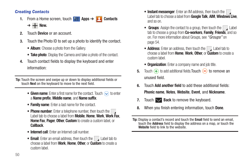 Samsung GT-P6210 User Manual | Page 54 / 200