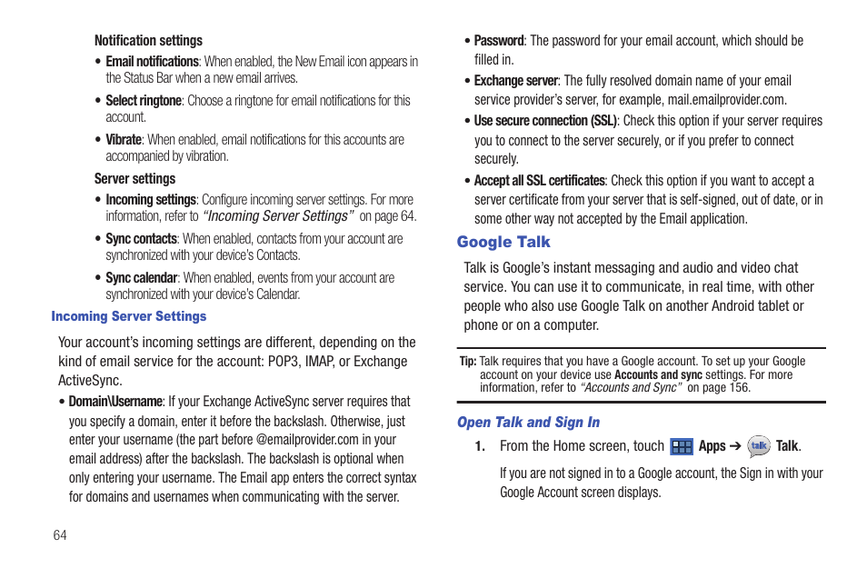 Google talk | Samsung GT-P6210 User Manual | Page 68 / 200