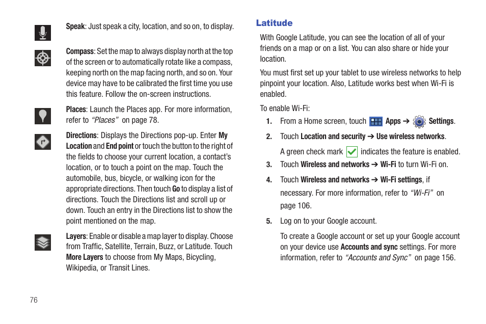 Latitude | Samsung GT-P6210 User Manual | Page 80 / 200