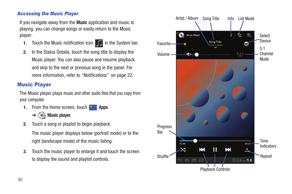 Music player | Samsung GT-P6210 User Manual | Page 94 / 200