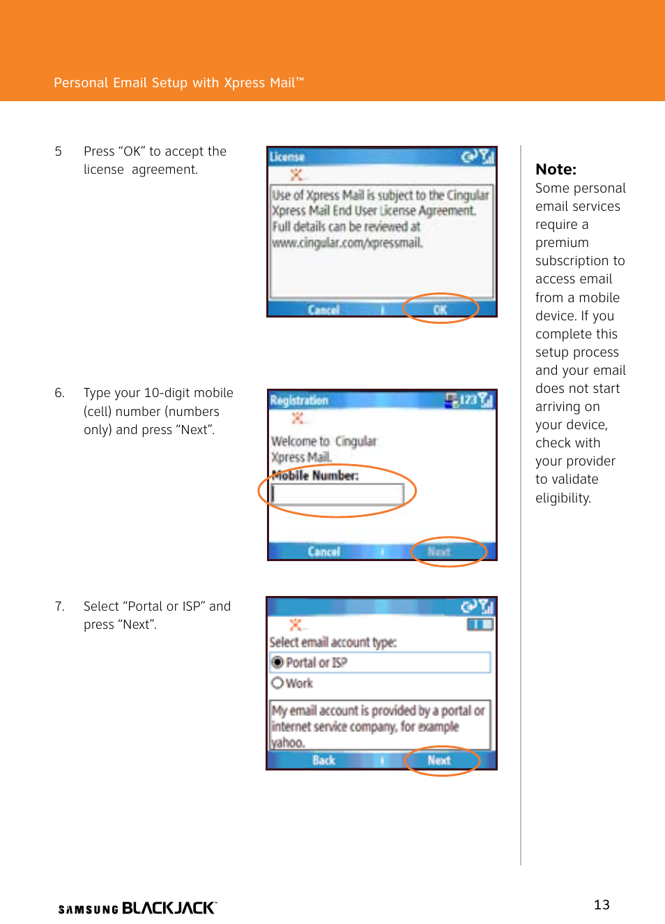 Samsung BlackJack User Manual | Page 13 / 38
