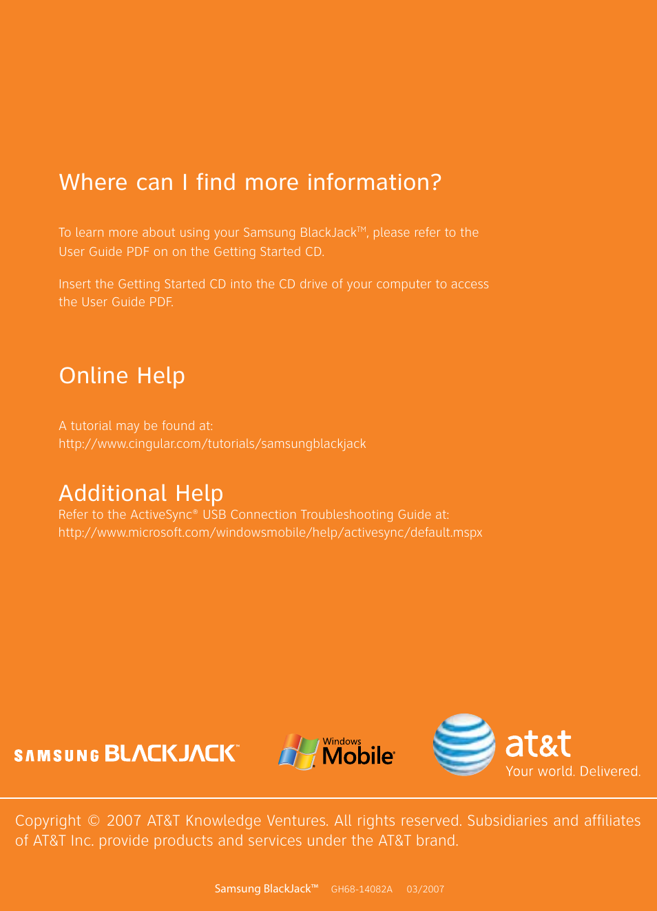 Where can i find more information, Online help, Additional help | Samsung BlackJack User Manual | Page 38 / 38