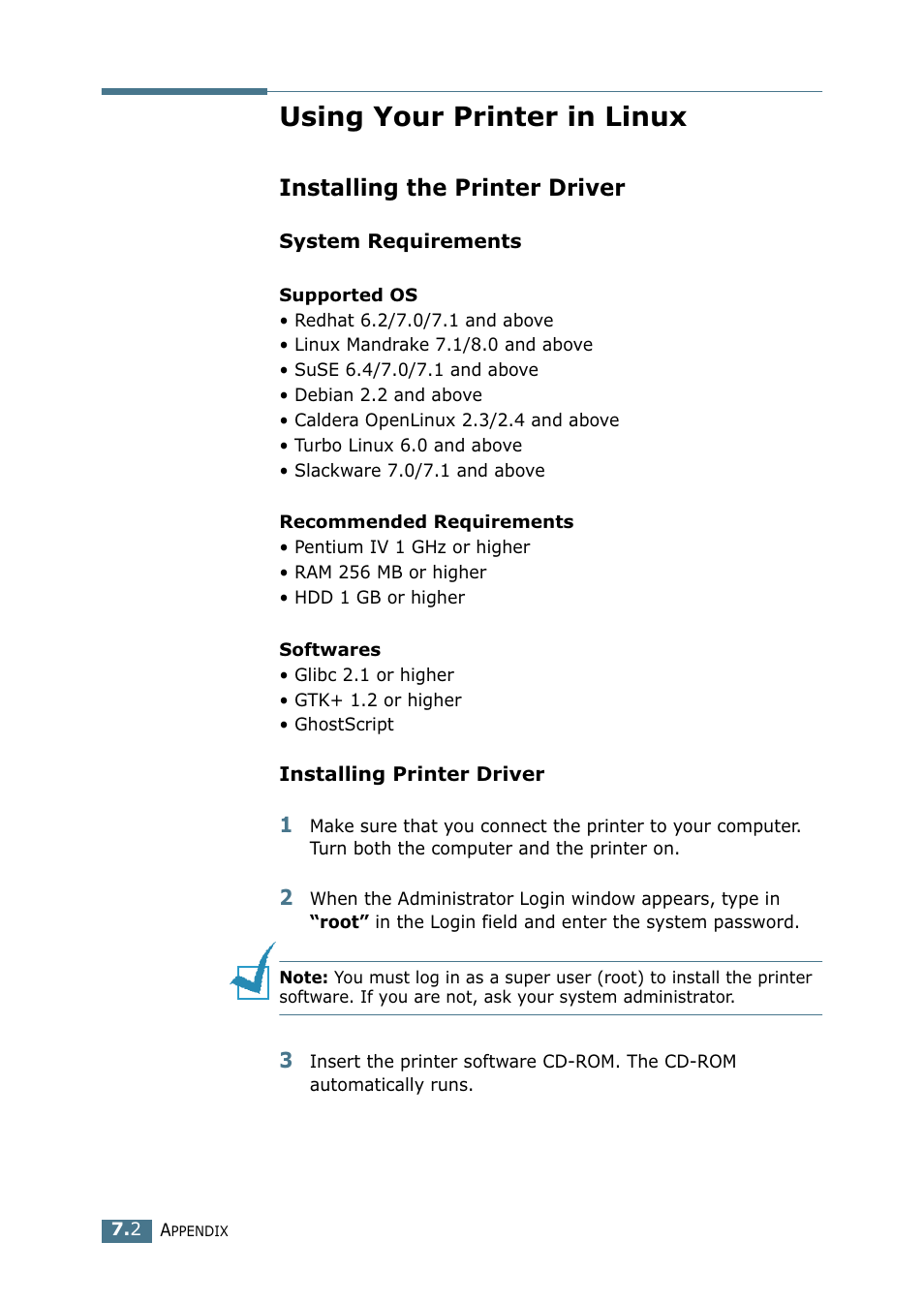 Using your printer in linux, Installing the printer driver | Samsung ML-1750 Series User Manual | Page 121 / 148