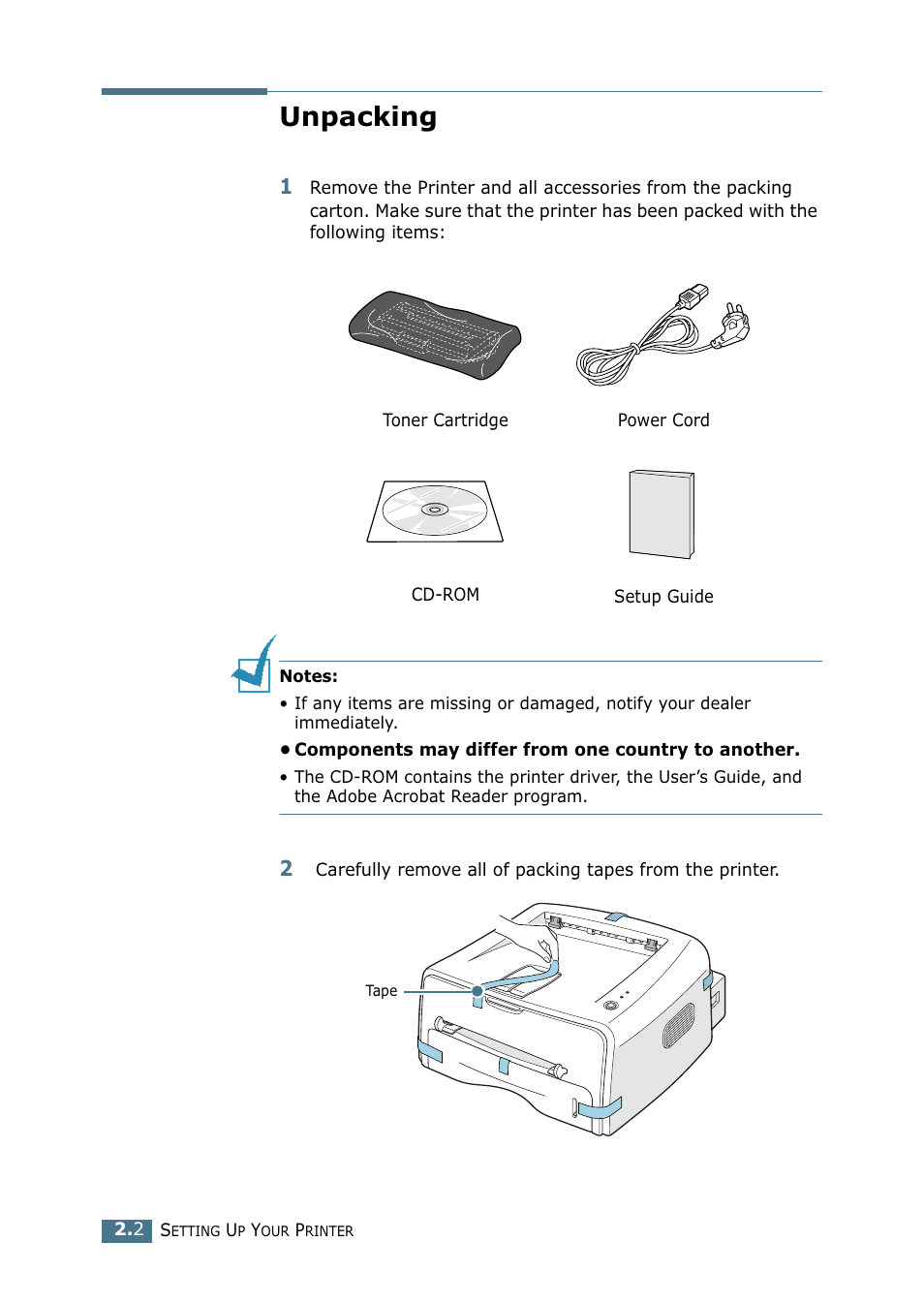 Unpacking | Samsung ML-1750 Series User Manual | Page 21 / 148