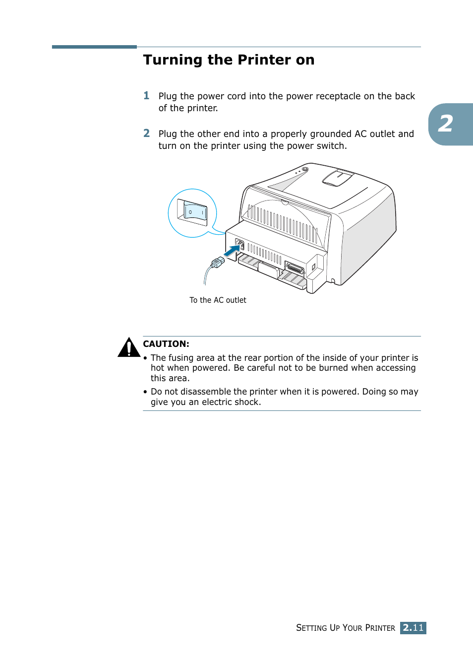 Turning the printer on | Samsung ML-1750 Series User Manual | Page 30 / 148