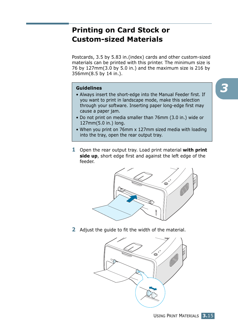 Printing on card stock or custom-sized materials | Samsung ML-1750 Series User Manual | Page 54 / 148