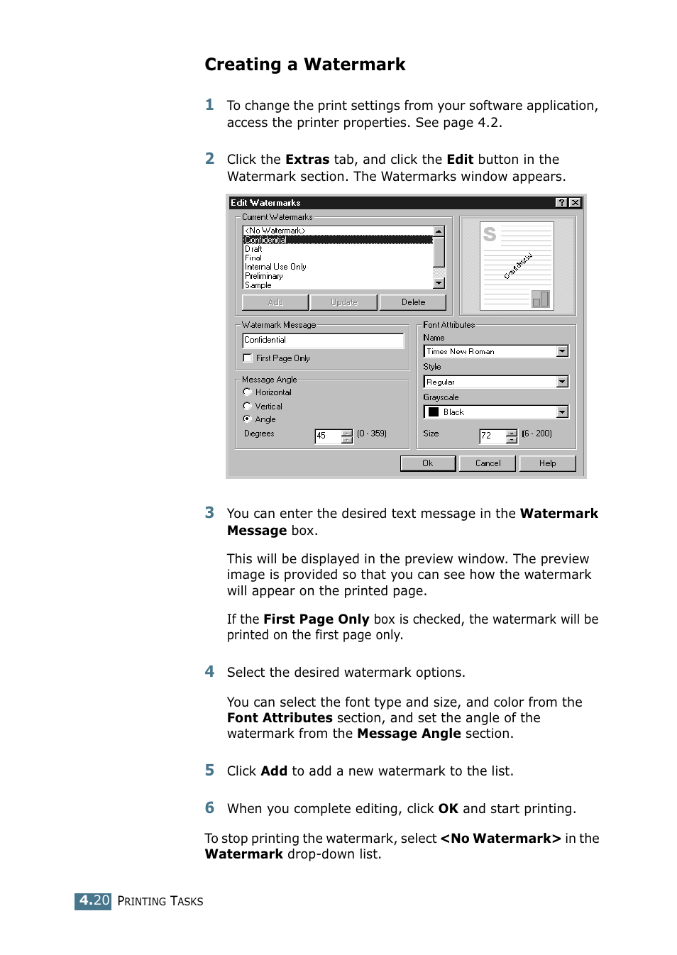 Creating a watermark | Samsung ML-1750 Series User Manual | Page 77 / 148