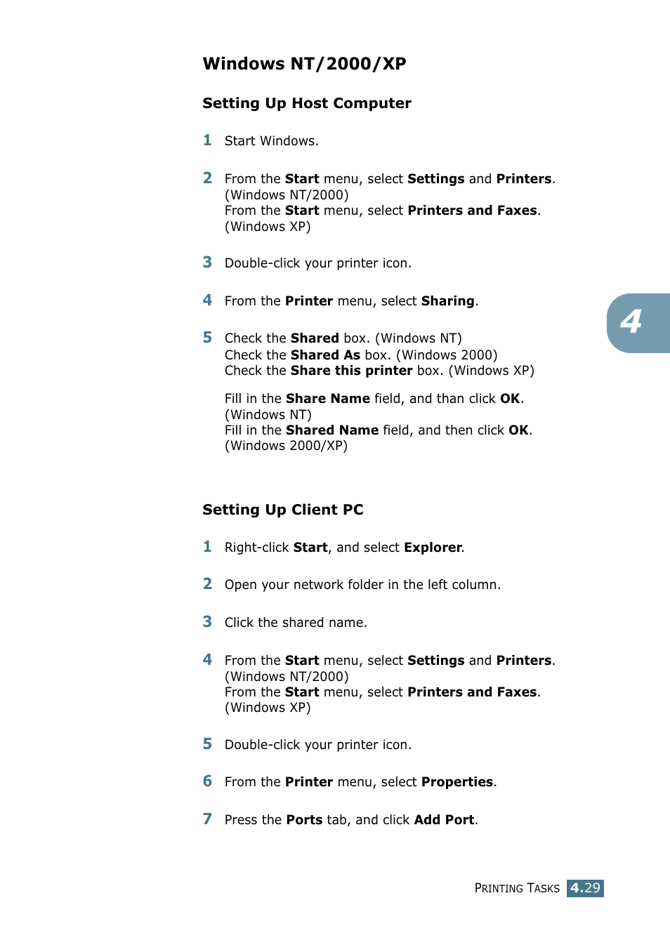 Windows nt/2000/xp | Samsung ML-1750 Series User Manual | Page 86 / 148