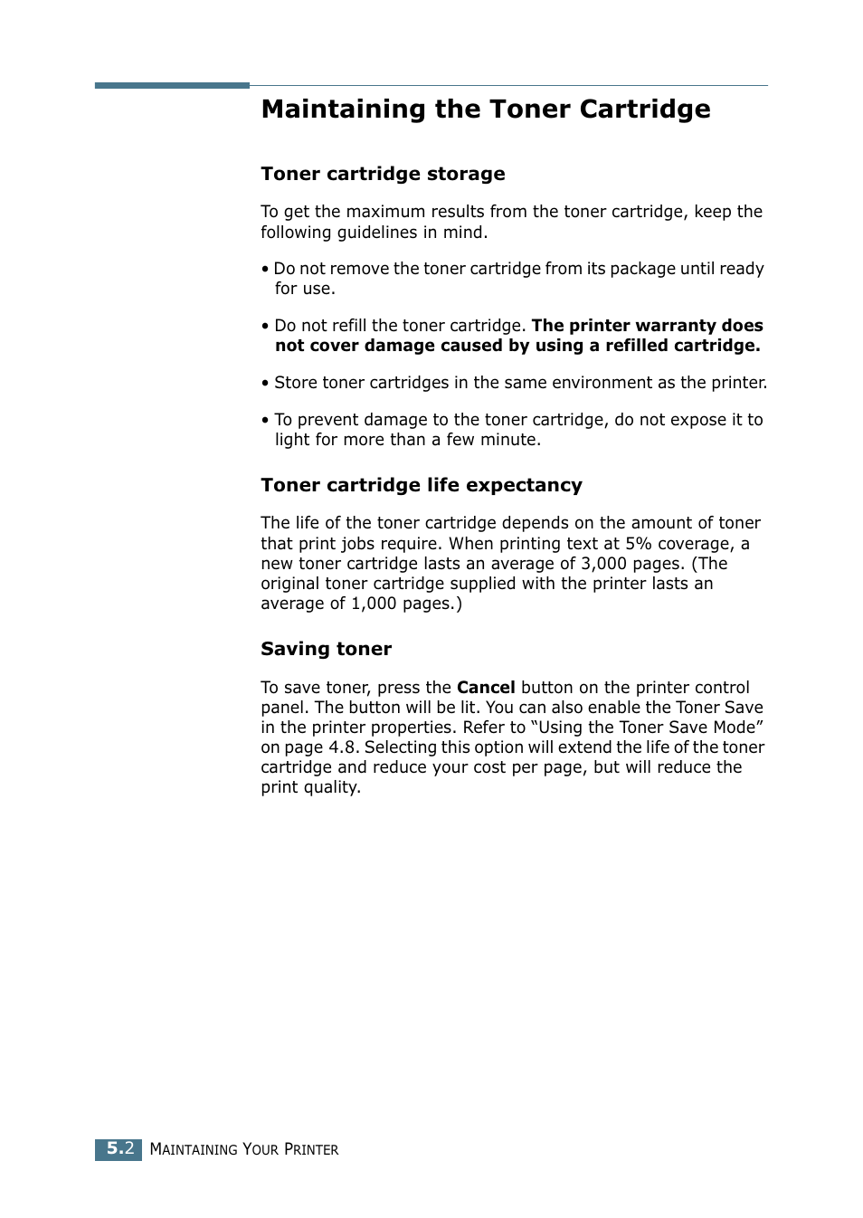 Maintaining the toner cartridge | Samsung ML-1750 Series User Manual | Page 89 / 148