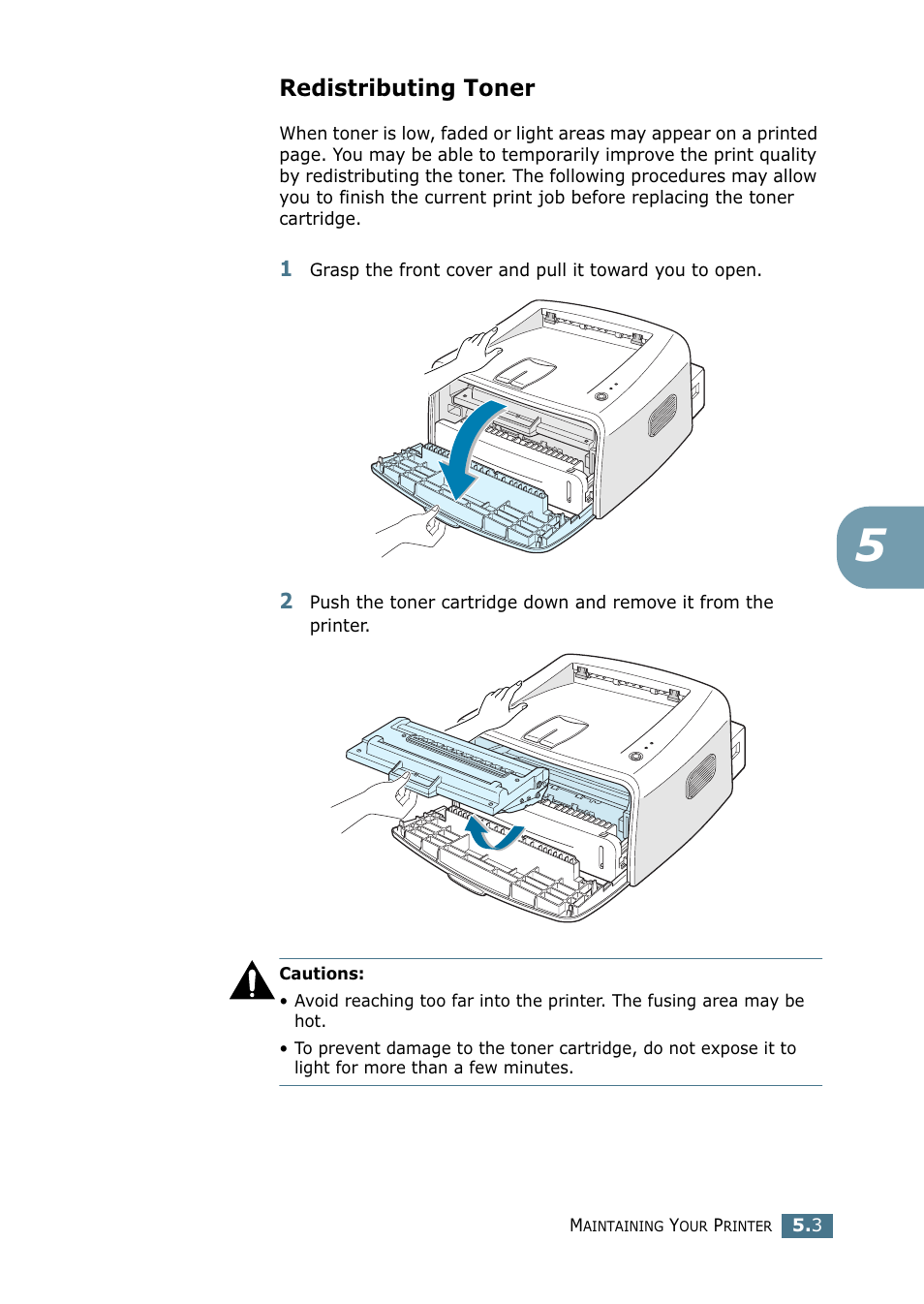 Redistributing toner | Samsung ML-1750 Series User Manual | Page 90 / 148