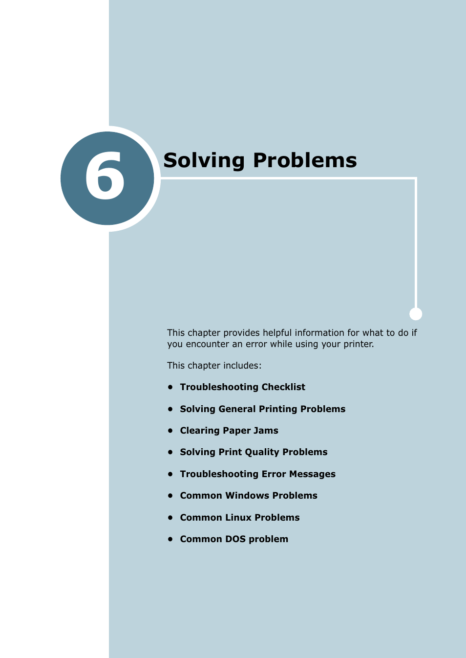 Solving problems, Chapter 6, Olving | Roblems | Samsung ML-1750 Series User Manual | Page 96 / 148