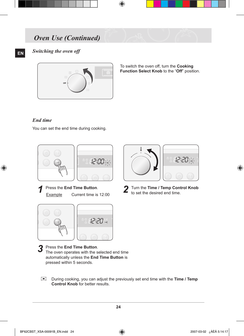 Oven use (continued) | Samsung BF62CCBST User Manual | Page 26 / 46