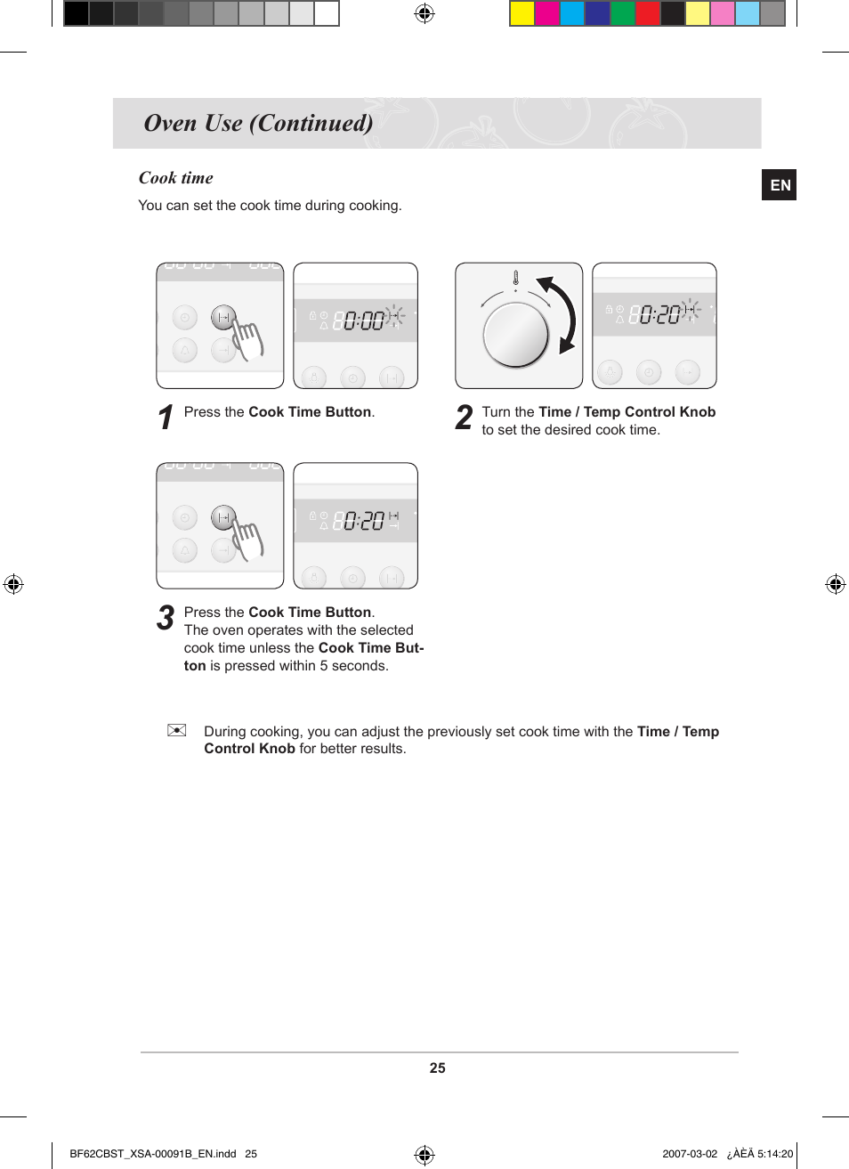 Oven use (continued) | Samsung BF62CCBST User Manual | Page 27 / 46