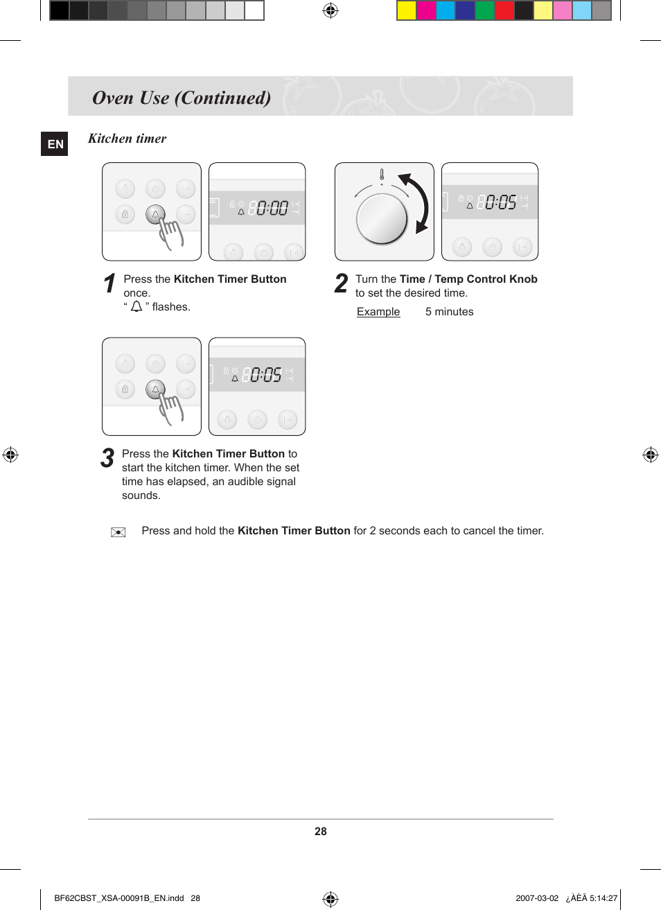 Oven use (continued) | Samsung BF62CCBST User Manual | Page 30 / 46