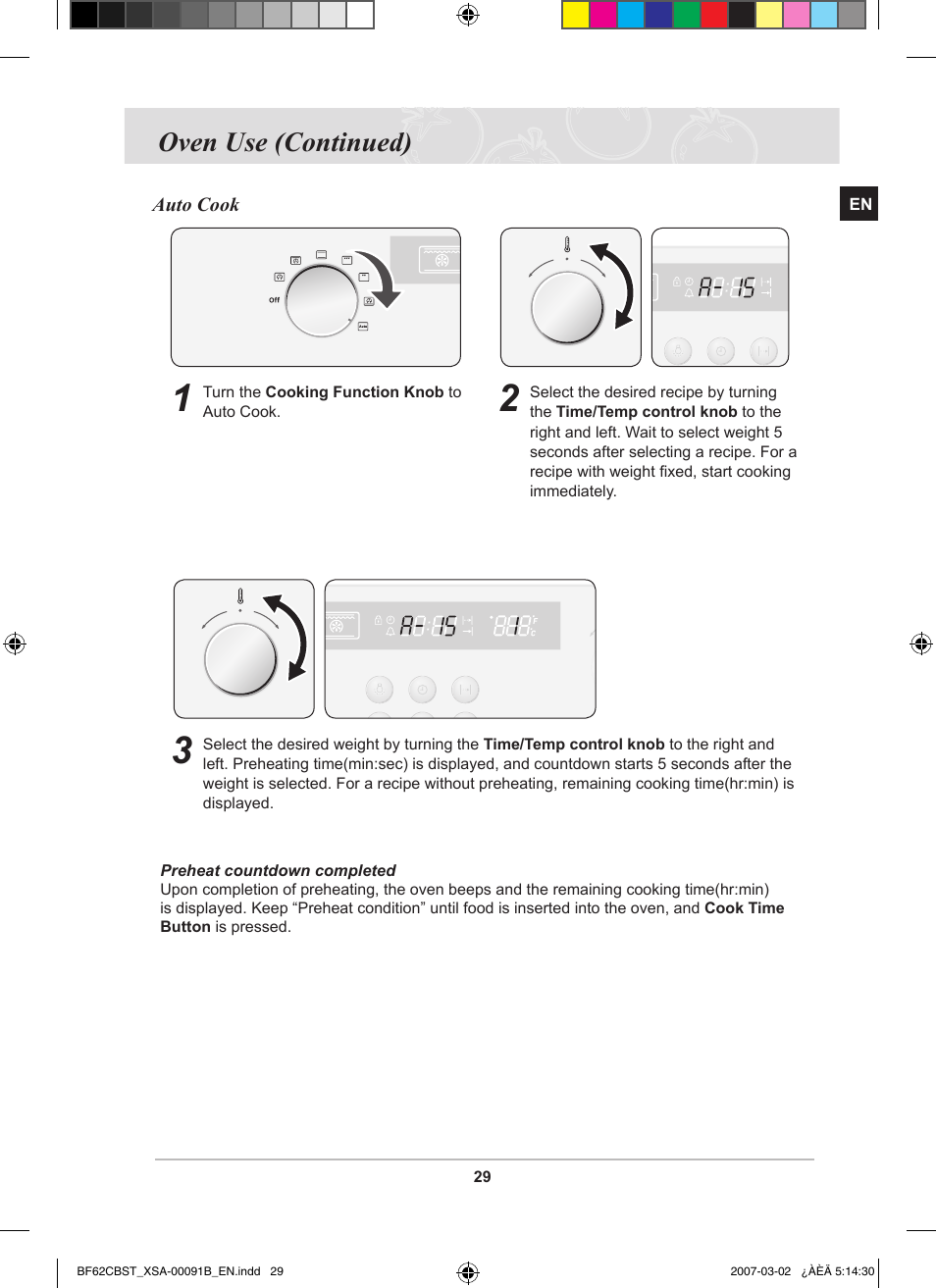Oven use (continued) | Samsung BF62CCBST User Manual | Page 31 / 46