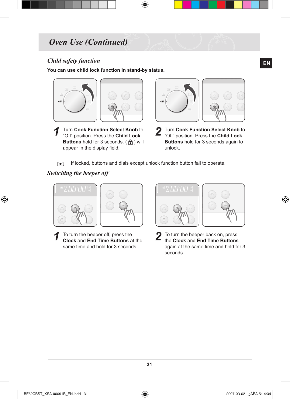 Oven use (continued) | Samsung BF62CCBST User Manual | Page 33 / 46