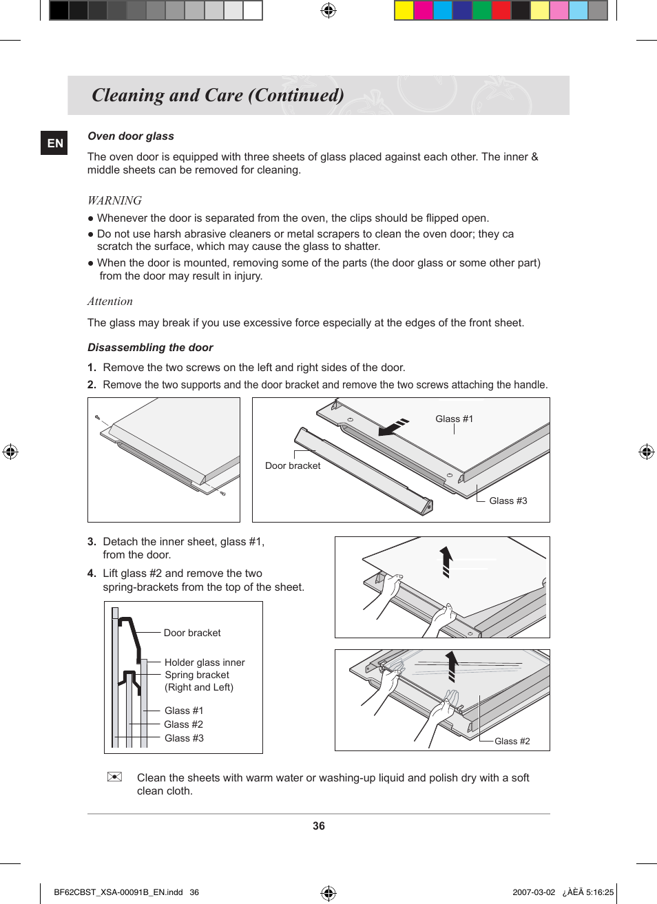 Cleaning and care (continued) | Samsung BF62CCBST User Manual | Page 38 / 46
