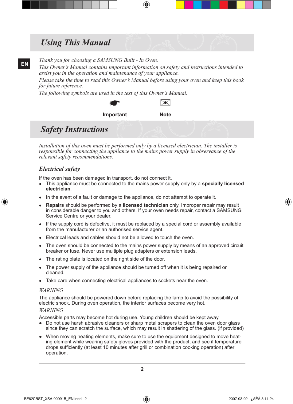 Using this manual, Safety instructions | Samsung BF62CCBST User Manual | Page 4 / 46