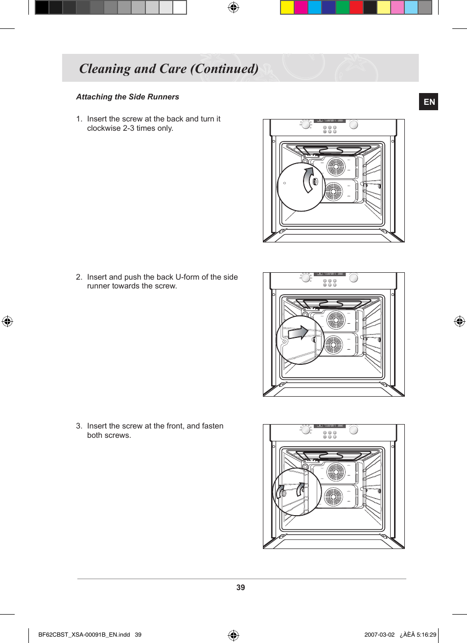 Cleaning and care (continued) | Samsung BF62CCBST User Manual | Page 41 / 46