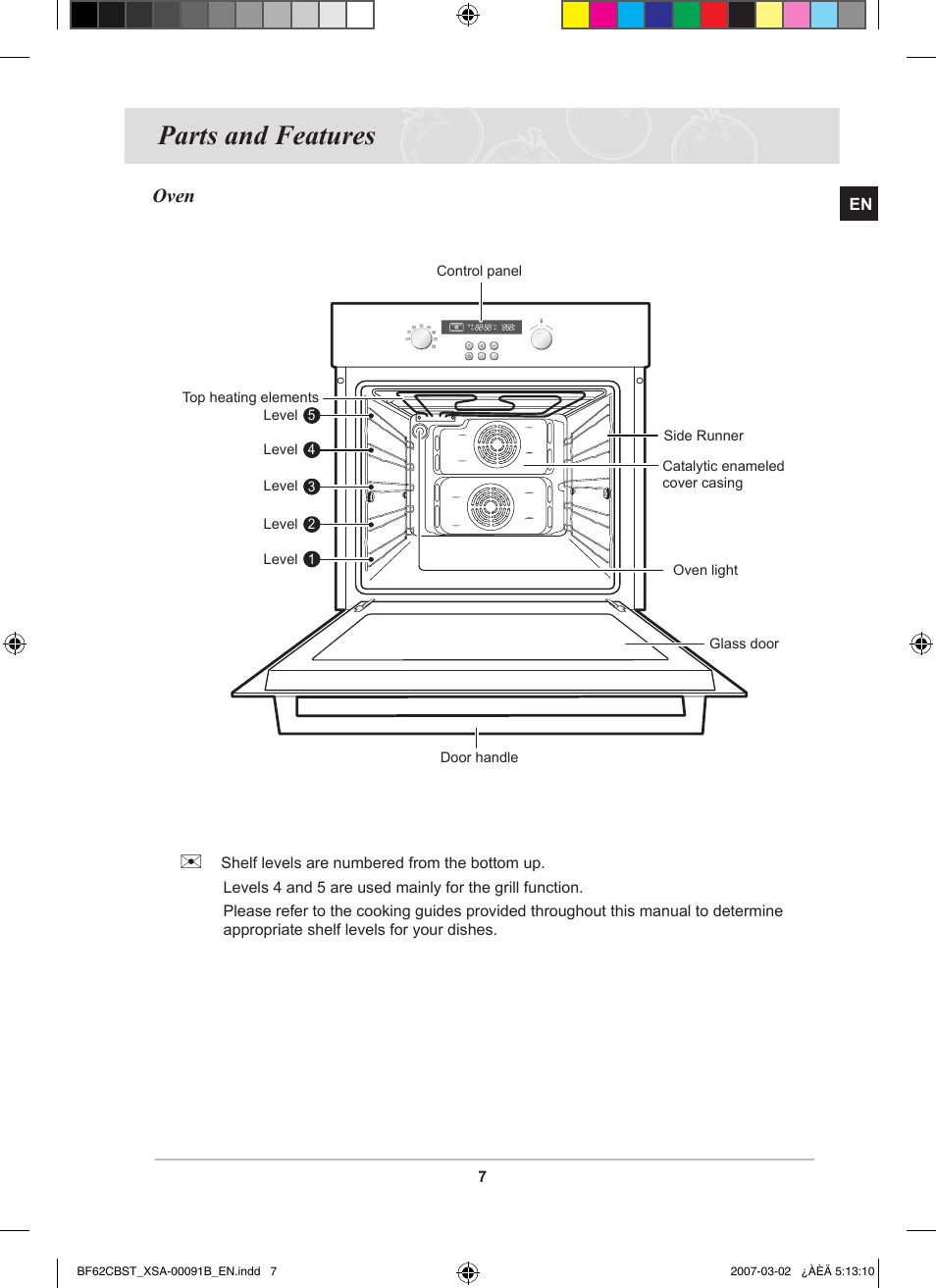 Parts and features, Oven | Samsung BF62CCBST User Manual | Page 9 / 46