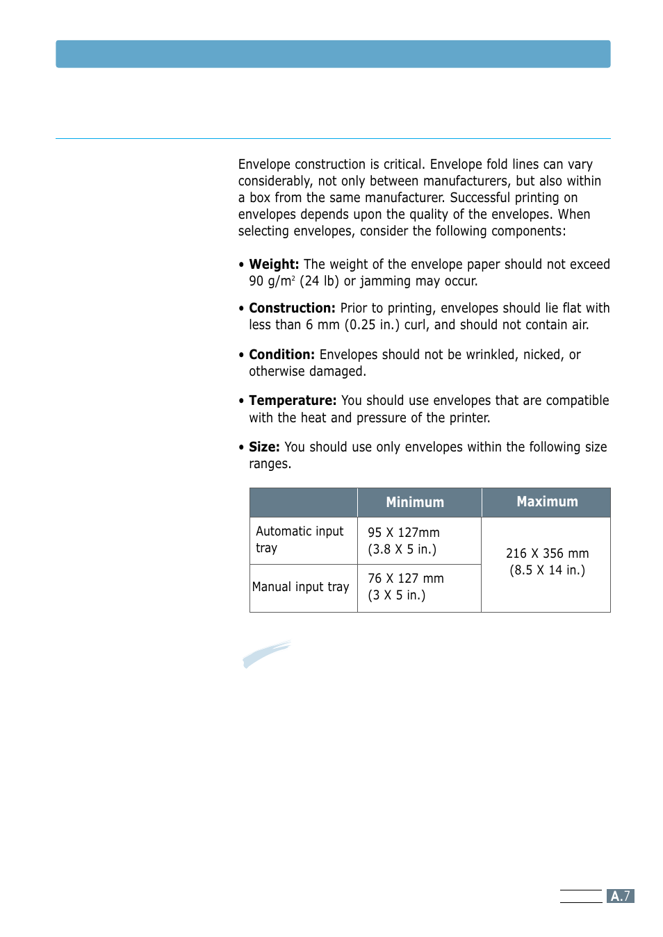Envelopes, Paper specifications | Samsung ML-4600 User Manual | Page 104 / 134