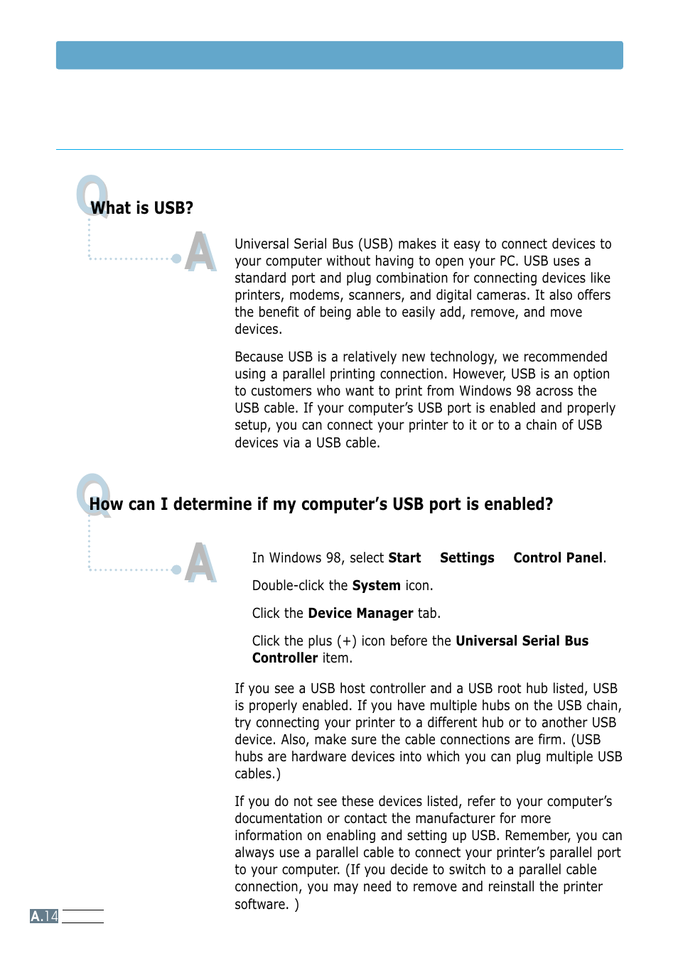 Frequently asked questions about usb | Samsung ML-4600 User Manual | Page 111 / 134