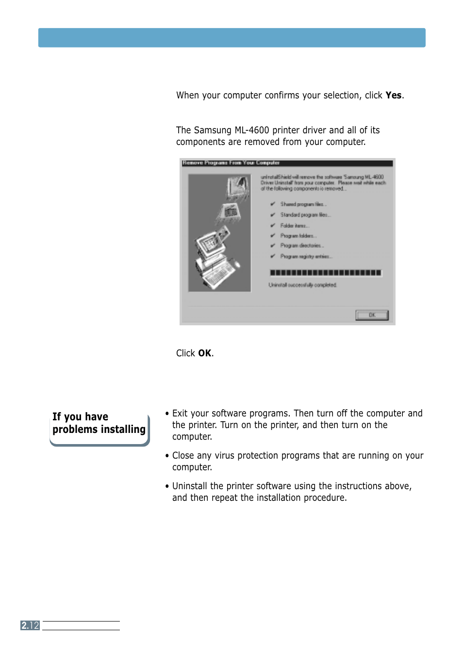 Install the printer software, If you have problems installing | Samsung ML-4600 User Manual | Page 25 / 134